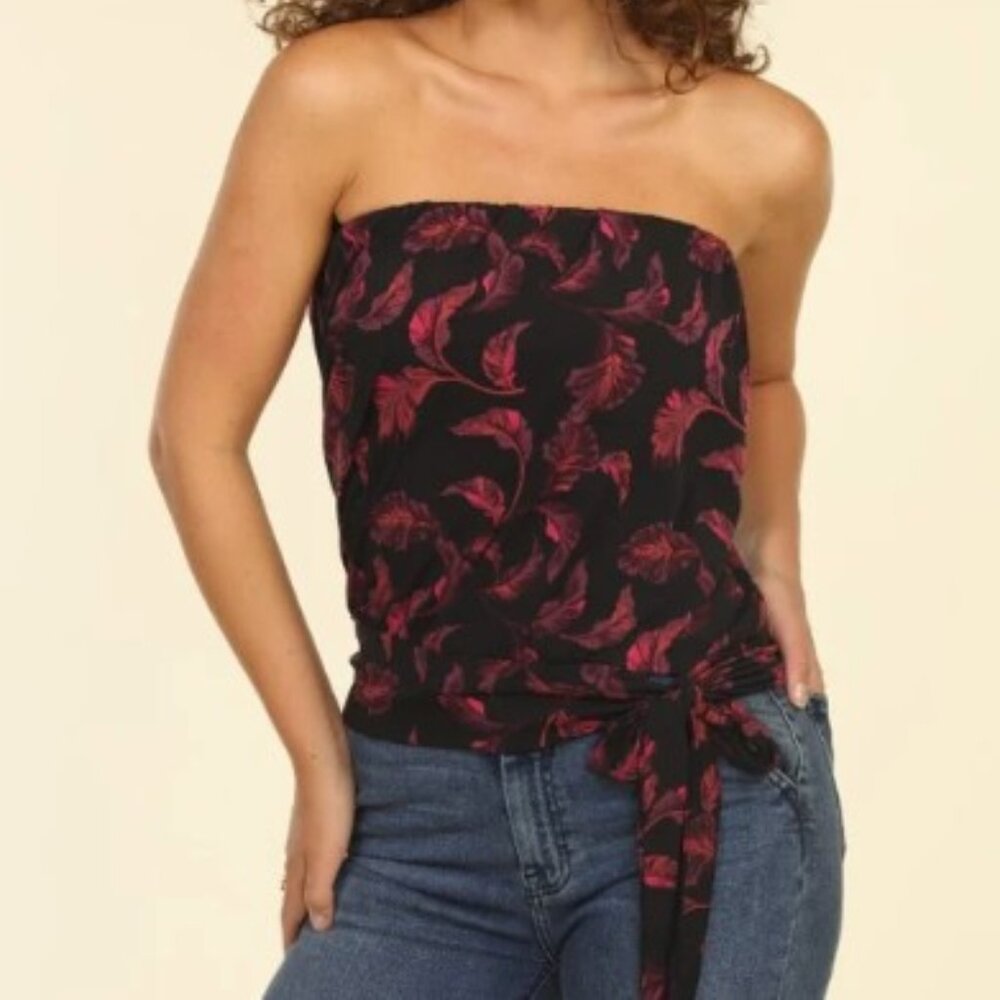 NWT! Veronica M. Black/Floral Tube Top - XS